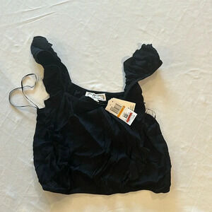 Hippie Rose Juniors' Ruffled tank Top Wave‎ Black small NWT